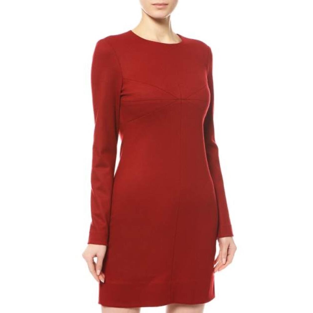 DIANE VON FURSTENBERG Red Wool Sheath Dress  Long Sleeve Above-Knee - Sz 6